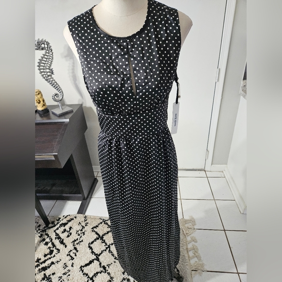 NWT! Kate Young Black and White Polka-dot Maxi Dress Size 4 - Picture 3 of 9